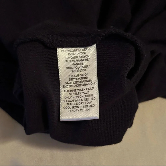 Loft Womens Lg Navy Blue Off The Shoulder Chiffon Blouse Windowpane Puff Sleeve - Picture 7 of 9